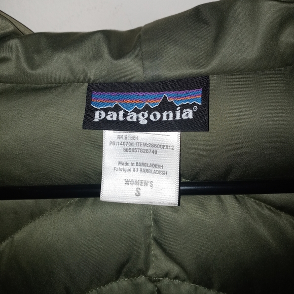 Patagonia Women's Olive Green Downtown Loft Hooded Puffer Goose Down Coat Jacket - Picture 3 of 7